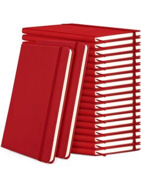 20 Pack A5 Lined Notebooks, PU Leather Journals, Red - Perfect for School & Work